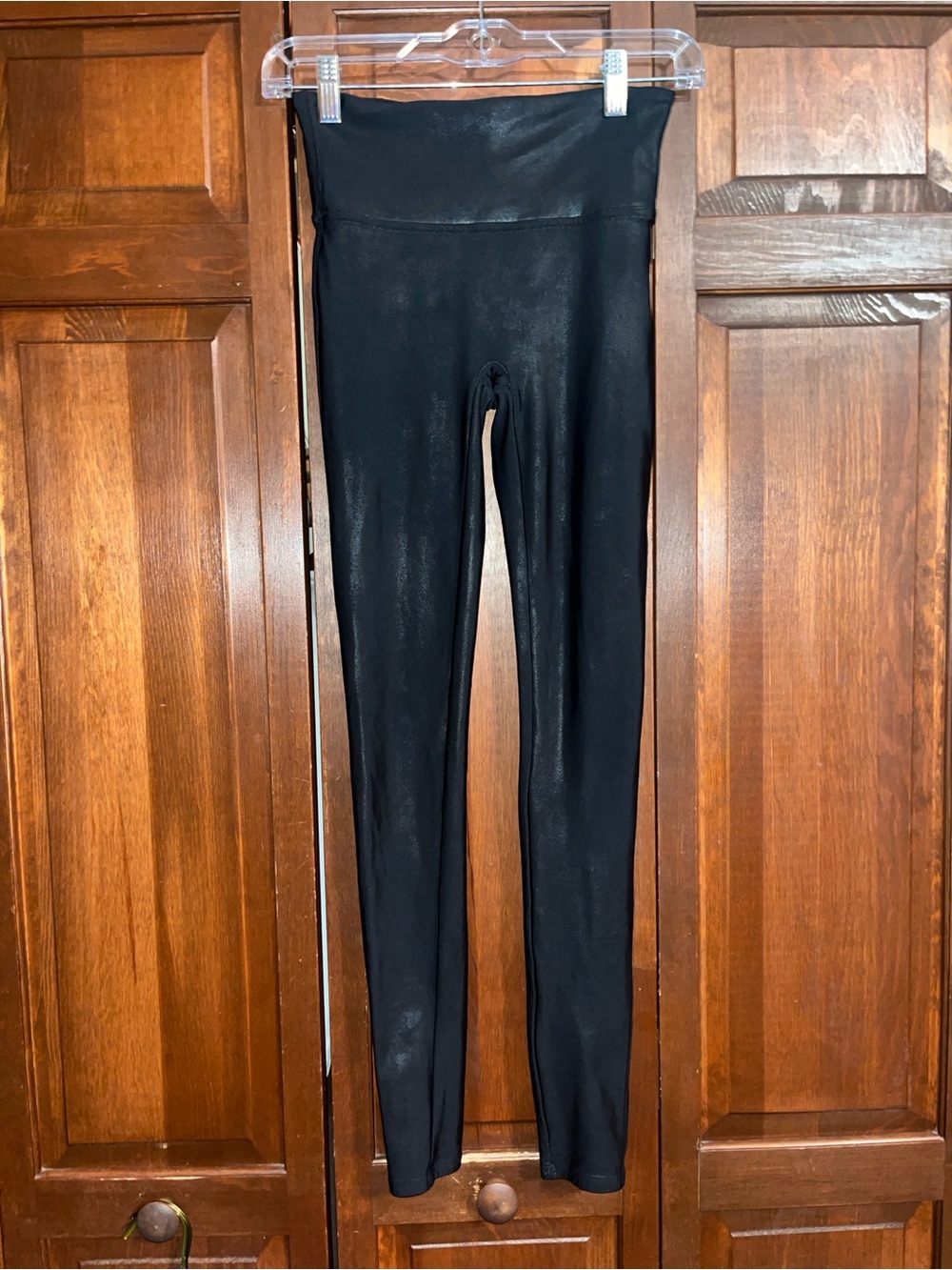 SPANX Black High-Waist Shiny Leggings